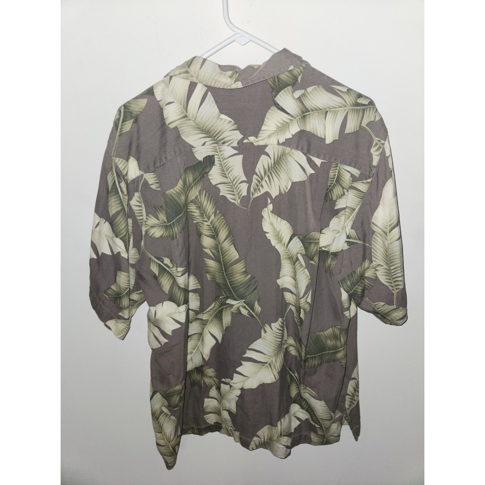Tommy Bahama Mens 100% Silk Shirt Medium Grey Tropical - Picture 3 of 7